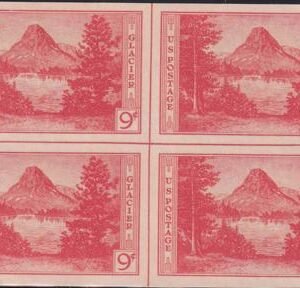 US 764 9¢ Glacier Farley Mint Positions No Gum VF Center Line Or Cross Gutter Block