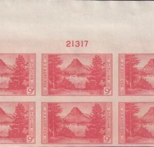 US 764 9¢ Glacier Farley Mint Positions No Gum VF Plate Block