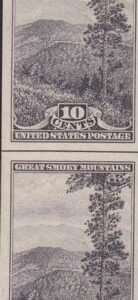 US 765 10¢ Great Smoky Farley Mint Positions No Gum VF Vert. Pair Horiz. Line