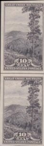 US 765 10¢ Great Smoky Farley Mint Positions No Gum VF Vert. Pair Horiz. Line