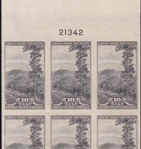 US 765 10¢ Great Smoky Farley Mint Positions No Gum VF Plate Block