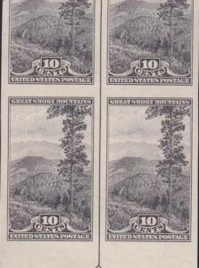 US 765 10¢ Great Smoky Farley Mint Positions No Gum VF Top Or Bot. Arrow Block