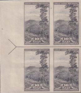 US 765 10¢ Great Smoky Farley Mint Positions No Gum VF Left Or Right Arrow Block
