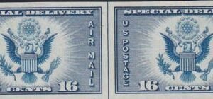 US 771 16¢ Special Delivery Farley Mint Positions No Gum VF Horiz. Pair Vert. Ln.