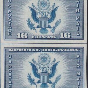 US 771 16¢ Special Delivery Farley Mint Positions No Gum VF Vert. Pair Horiz. Ln.
