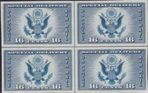 US 771 16¢ Special Delivery Farley Mint Positions No Gum VF Center Line Or Cross Gutter Block