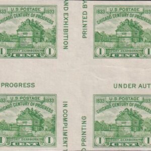 US 766a 1¢ Chicago S/S Farley Mint Positions No Gum VF Center Line Or Cross Gutter Block