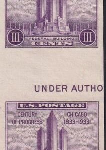US 767a 3¢ Chicago S/S Farley Mint Positions No Gum VF Vert. Pair Horiz. Ln