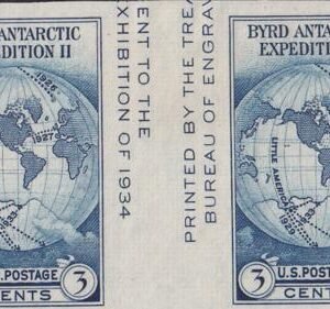 US 768a 3¢ Byrd S/S Farley Mint Positions No Gum VF Horiz. Pair Vert. Line