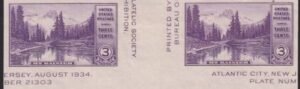 US 770a 3¢ Mt. Rainer S/S Farley Mint Positions No Gum VF Vert. Pair Horiz. Line