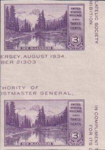 US 770a 3¢ Mt. Rainer S/S Farley Mint Positions No Gum VF Horiz. Pair Vert. Line