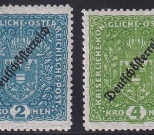 Austria 196a, 198a (Mi 243b, 45b) Mint NH VF-XF Scarce Perf 11 1/2 - Pristine