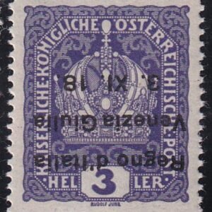 Austria - Italian Occ. N16 Mint NH XF Superb 1918 Inverted Ovpt. Marked With Position # From The Sheet