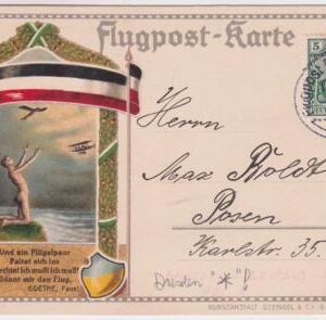 Germany 1914 First Flight Card Dresen - Leipzig