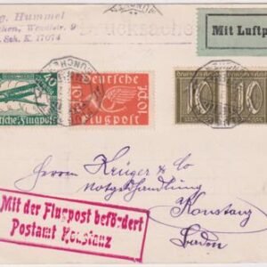 Germany 1922 Pioneer flight card with C1-2 Munich - Konstanz