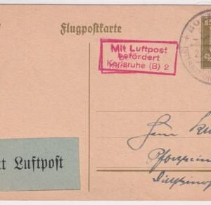Germany 1925 15pf Printed Airmail Card with "Mit Luftpost" Vignette