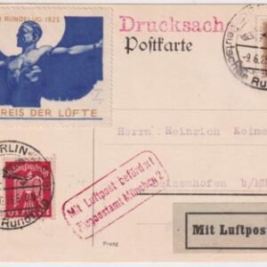 Germany 1925 Berlin Rundflug Flight Card with Special Flight Vignette