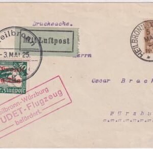 Germany 1925 Heilbronn - Wuerburg Flight Cover