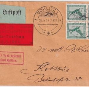 Germany 1927 Goerlitz - Cottbus First Flight Cover