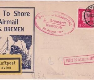 Germany 1929 Catapult Flight Cover, Bremen - New York