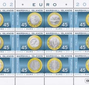 US 1036 Trust Territories Marshall Islands NH VF 10th Anniversary Euro Sheet