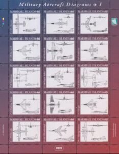US 1072 Trust Territories Marshall Islands NH VF Military Aircraft Diagrams Sheets