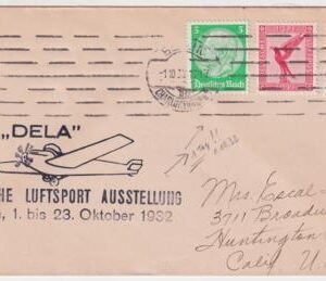 Germany 1932 "Dela" Flight Cover to Huntington Park, CA