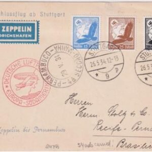 Germany 1934 Zeppelin 1st South American Flight on Sieger Card