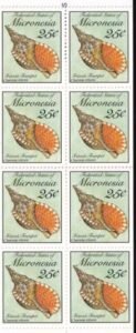 US 88a Trust Territories Micronesia NH VF 25-cent Bklt. Pane (1990)