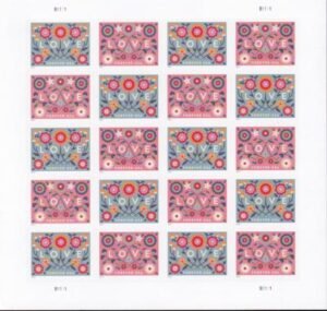 US 5660-61b Modern Imperf Love-Flowers Sheet