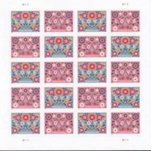 US 5660-61b Modern Imperf Love-Flowers Sheet