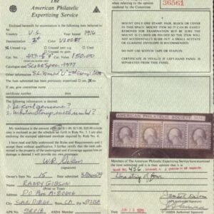 US 456 Washington / Franklin Mint H/LH/NH Just F NH/LH Pair, 2 Outer Stamps H APS Cert.