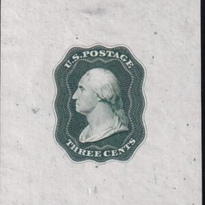 US Essays And Proof 11E13a Mint XF Washington Essay By Danforth, Bald + Co In Green On India, Re-engraved Die. Small Hinge Thin As Often With India Perfs Rare!