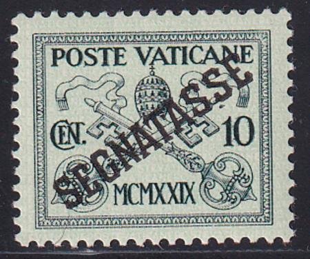 INV-24992itExt_ef02a811-391e-4cb7-af79-854d89a73f28 Vatican City J2a Sass Segn. 2A Mint NH VF-XF 10 ct. Postage Due, Frame Omitted. One Of The Great Rarities Of Vatican - Pos. 59 From The Sheet Of 100