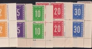 Israel J6-10 Mint NH VF-XF TAB Block Corner Margin Tab Blocks - Scarce! Unusually Well Centered
