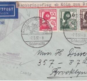 Germany 1937  Europa Catapult Cover Halle / Liepzig Flughafen Cancel