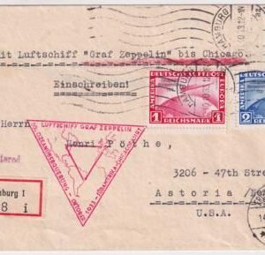 Germany 1933 Zeppelin Chicago Flight Cover with C43 + C44