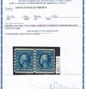 US 347MM Type III Vending Machine Mint LH XF SUP PF Cert, Signed Champagne