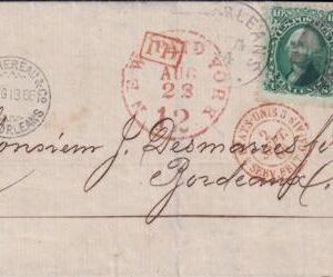 US 68,76 FDCS And Better Covers 1866 New Orleans To Bordeaux - Pristine Folded Outer Letter Great Markings!