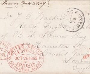 US 117 FDCS And Better Covers Deep 1869 Cambridge, MA To London Comdr Walker, US Frigate Perfect BF Stevens Forwarding Agent Oval Stamp Off Center, O/W Lovely Cover