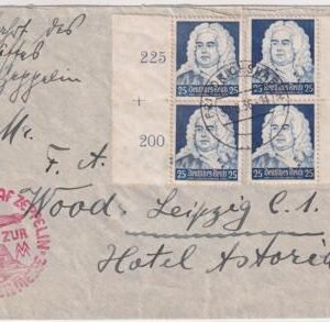 Germany 1936 Graf Zeppelin Flight Cover to Leipzig, Music Themed Frankingg