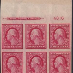 US 344 Washington/ Franklin Mint NH VF Top Plate Block Of 6