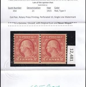 US 454 Washington / Franklin Mint NH F-VF Crowe Cert