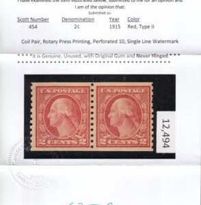 US 454 Washington / Franklin Mint NH F-VF Pair Crowe Cert