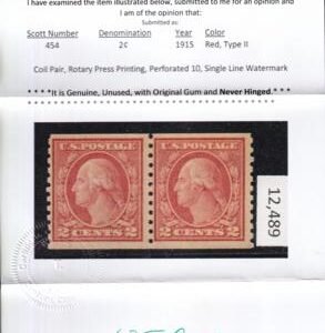 US 454 Washington / Franklin Mint NH F-VF Pair Crowe Cert