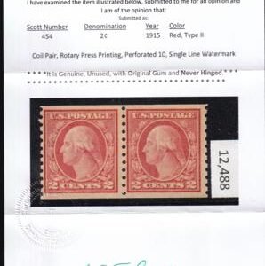 US 454 Washington / Franklin Mint NH F-VF Pair Crowe Cert