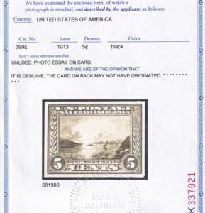 US 399E 1/2 Var Essays And Proofs Unused VF Like E1 But More Like Size E2, PF Cert As Photo Essay, See Wording Of Cert. UNIQUE