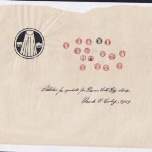 US 1142-E 9 Rough Drawings Of The Emblem Of The Francis Scott Key Stamp, 5 Of Which One Detailed And Interesting, 4 More Repetitive. Mostly Signed By Frank Conley