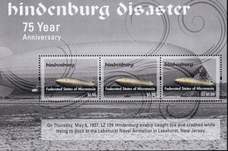 US 971 Trust Territories Micronesia NH VF Hidenburg Disaster Sheet Of 3