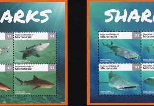 US 1107-1108 Trust Territories Micronesia NH VF Shark Sheets